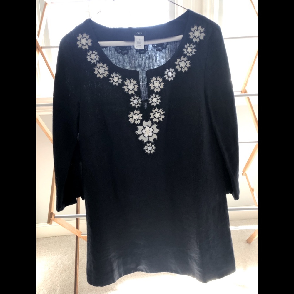 JCrew navy linen top